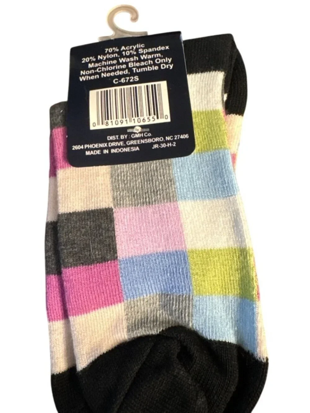 Womens Gold Medal Colorful Checkered Socks Fits 9-11 Acrylic Blend Lightweight